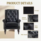 Poltrona con struttura in legno, Gambe robuste in legno, Soggiorno Camera da letto, PU nero