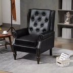 Poltrona con struttura in legno, Gambe robuste in legno, Soggiorno Camera da letto, PU nero