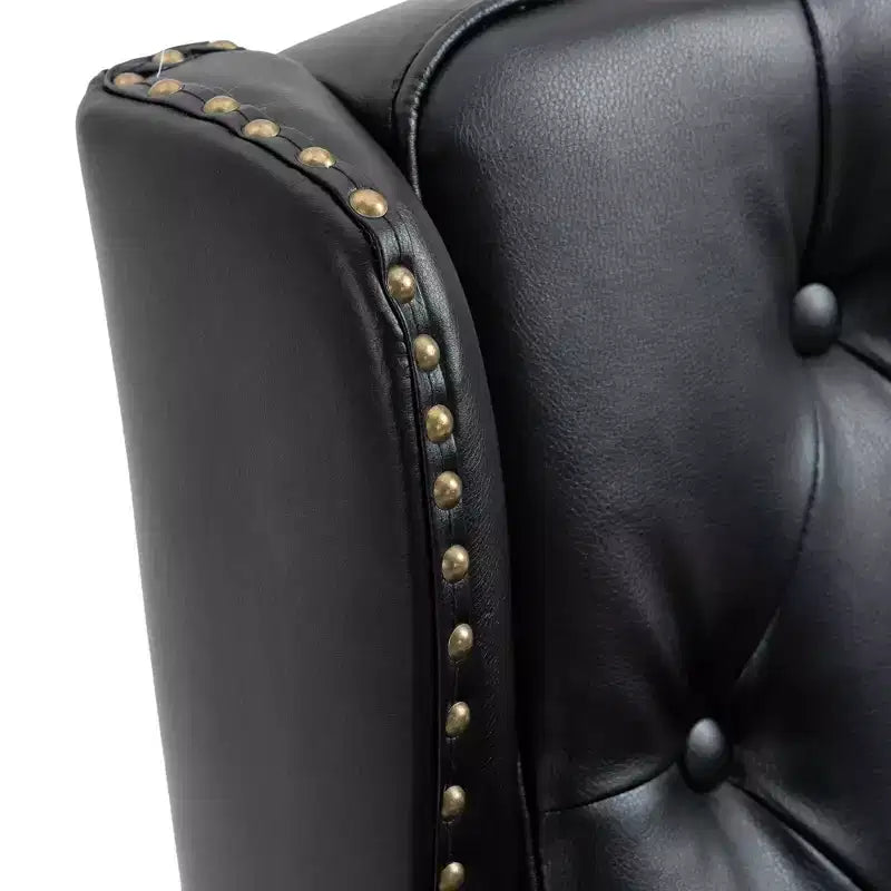 Poltrona con struttura in legno, Gambe robuste in legno, Soggiorno Camera da letto, PU nero
