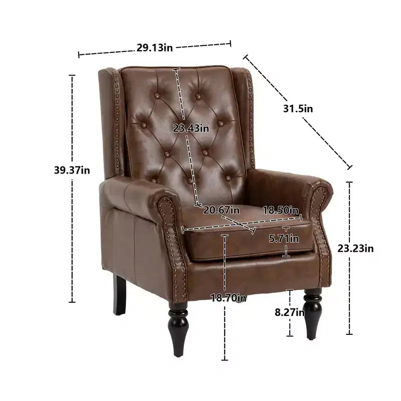 Poltrona con struttura in legno, Gambe robuste in legno, Soggiorno Camera da letto, PU nero