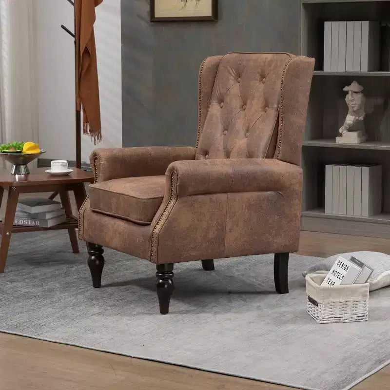 Poltrona con struttura in legno, Gambe robuste in legno, Soggiorno Camera da letto, PU nero