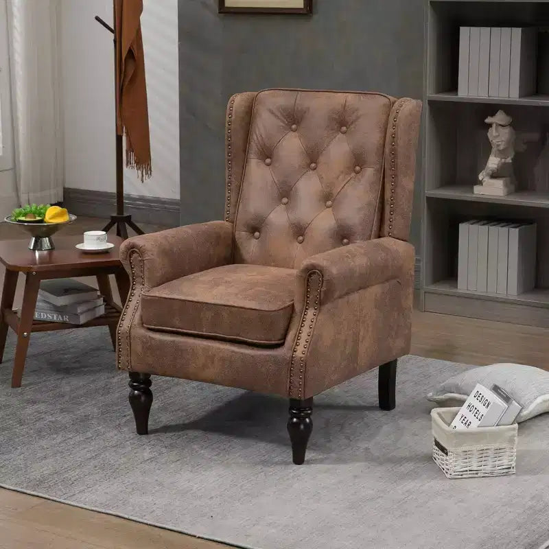 Poltrona con struttura in legno, Gambe robuste in legno, Soggiorno Camera da letto, PU nero