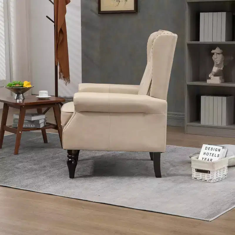 Poltrona con struttura in legno, Gambe robuste in legno, Soggiorno Camera da letto, PU nero