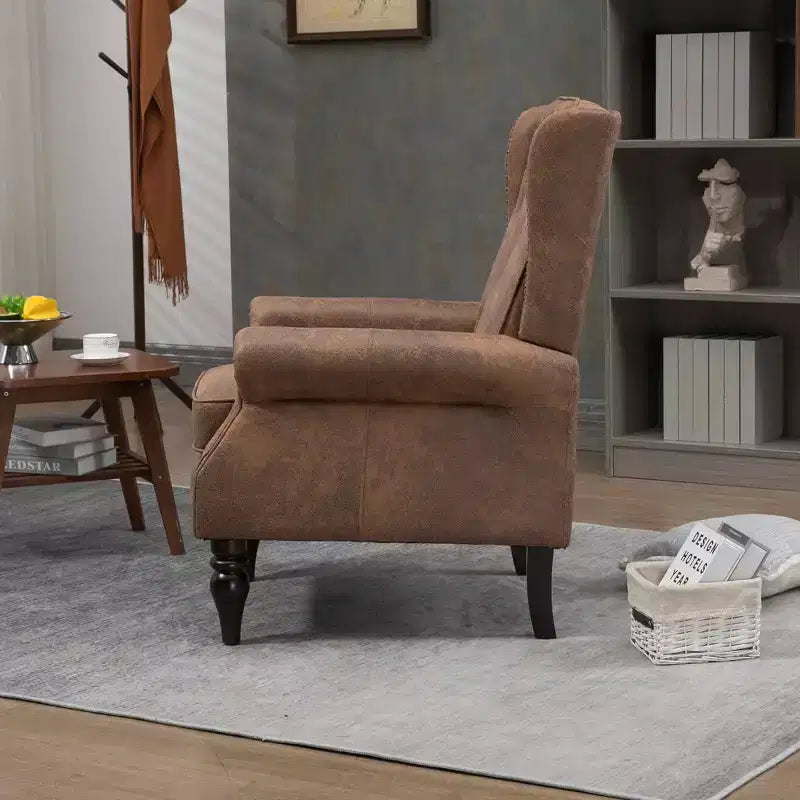 Poltrona con struttura in legno, Gambe robuste in legno, Soggiorno Camera da letto, PU nero
