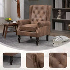 Poltrona con struttura in legno, Gambe robuste in legno, Soggiorno Camera da letto, PU nero