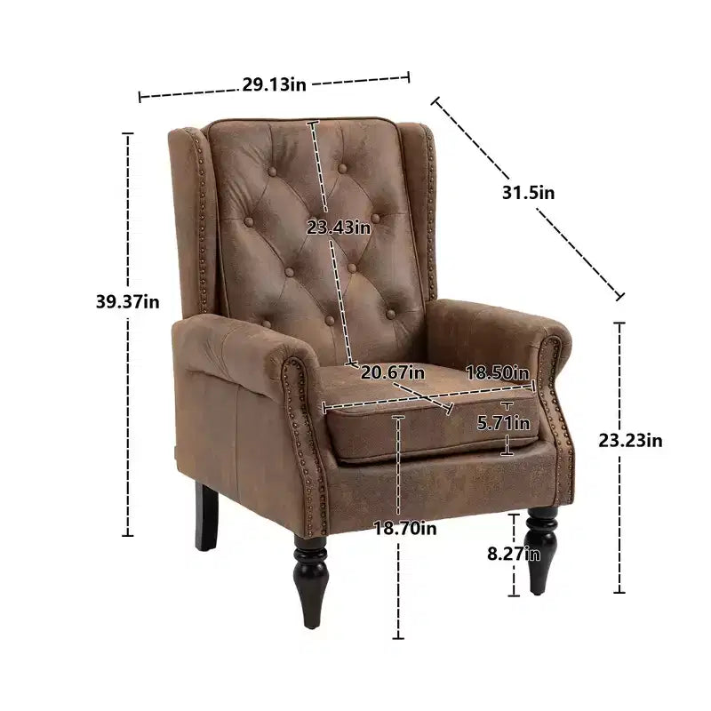 Poltrona con struttura in legno, Gambe robuste in legno, Soggiorno Camera da letto, PU nero
