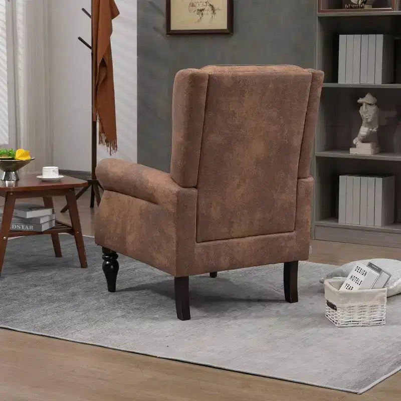 Poltrona con struttura in legno, Gambe robuste in legno, Soggiorno Camera da letto, PU nero