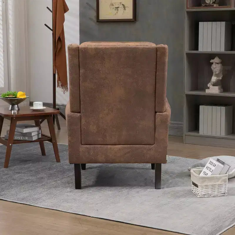 Poltrona con struttura in legno, Gambe robuste in legno, Soggiorno Camera da letto, PU nero