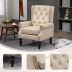 Poltrona con struttura in legno, Gambe robuste in legno, Soggiorno Camera da letto, PU nero