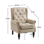 Poltrona con struttura in legno, Gambe robuste in legno, Soggiorno Camera da letto, PU nero