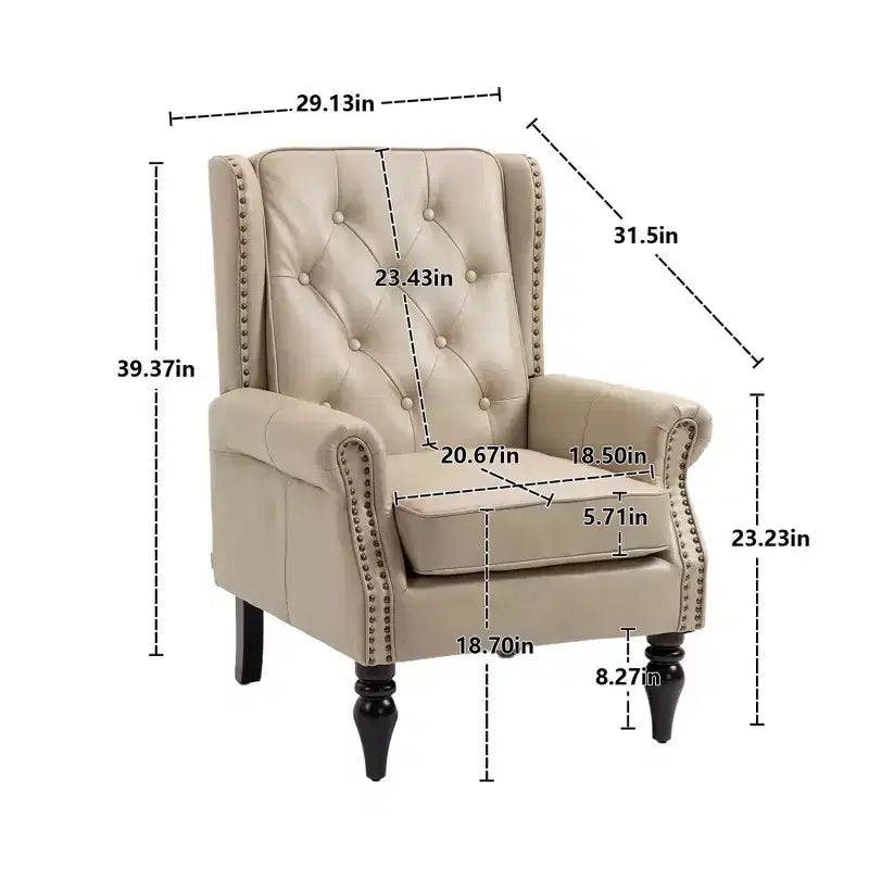 Poltrona con struttura in legno, Gambe robuste in legno, Soggiorno Camera da letto, PU nero