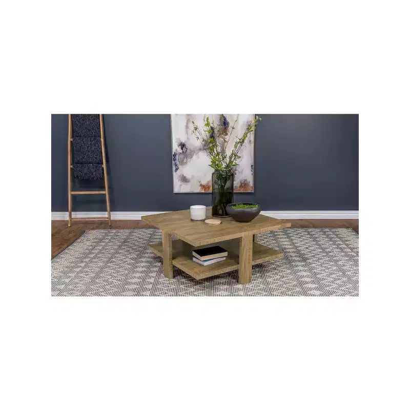 Tavolino da caffè quadrato in legno composito