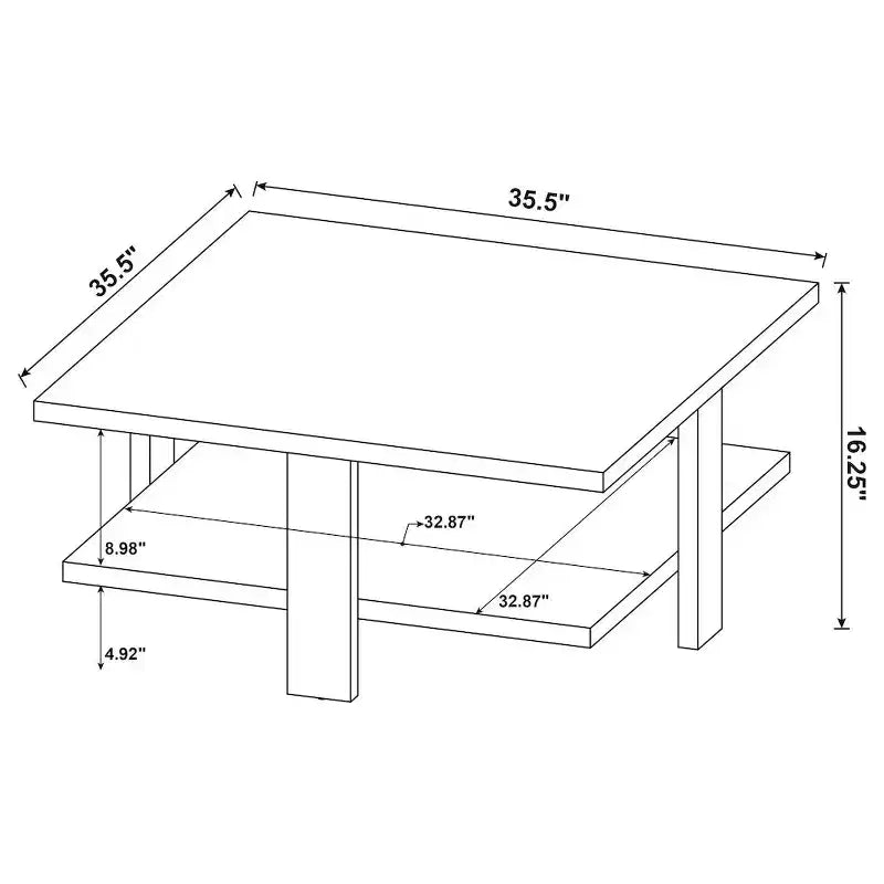Tavolino da caffè quadrato in legno composito