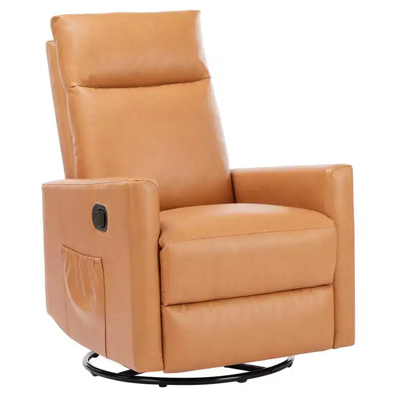 Poltrona Reclinabile Girevole, Sedia a Dondolo per Asilo Nido con Poggiapiedi Extra Large, Schienale Alto, Seduta Profonda, Poltrona Accent Marrone per Soggiorno, Asilo Nido, Camera da Letto