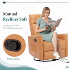Poltrona Reclinabile Girevole, Sedia a Dondolo per Asilo Nido con Poggiapiedi Extra Large, Schienale Alto, Seduta Profonda, Poltrona Accent Marrone per Soggiorno, Asilo Nido, Camera da Letto