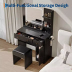 Set Toeletta Trucco con Specchio LED, Stazione di Ricarica, Mobiletto Contenitore, Cassetti e Sgabello, Tavolo da Trucco Moderno per Camera da Letto, 94 cm