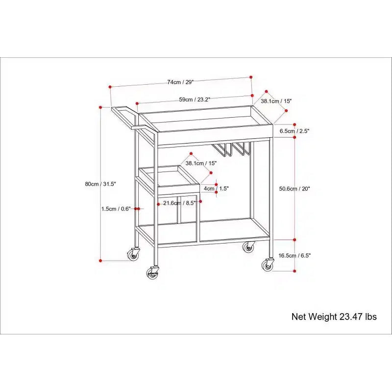 Carrello Bar Naturale - Carrello Portabevande con Supporti per Bicchieri, Legno di Mango e Ferro