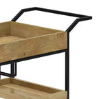 Carrello Bar Naturale - Carrello Portabevande con Supporti per Bicchieri, Legno di Mango e Ferro