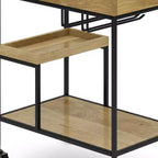 Carrello Bar Naturale - Carrello Portabevande con Supporti per Bicchieri, Legno di Mango e Ferro