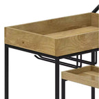 Carrello Bar Naturale - Carrello Portabevande con Supporti per Bicchieri, Legno di Mango e Ferro