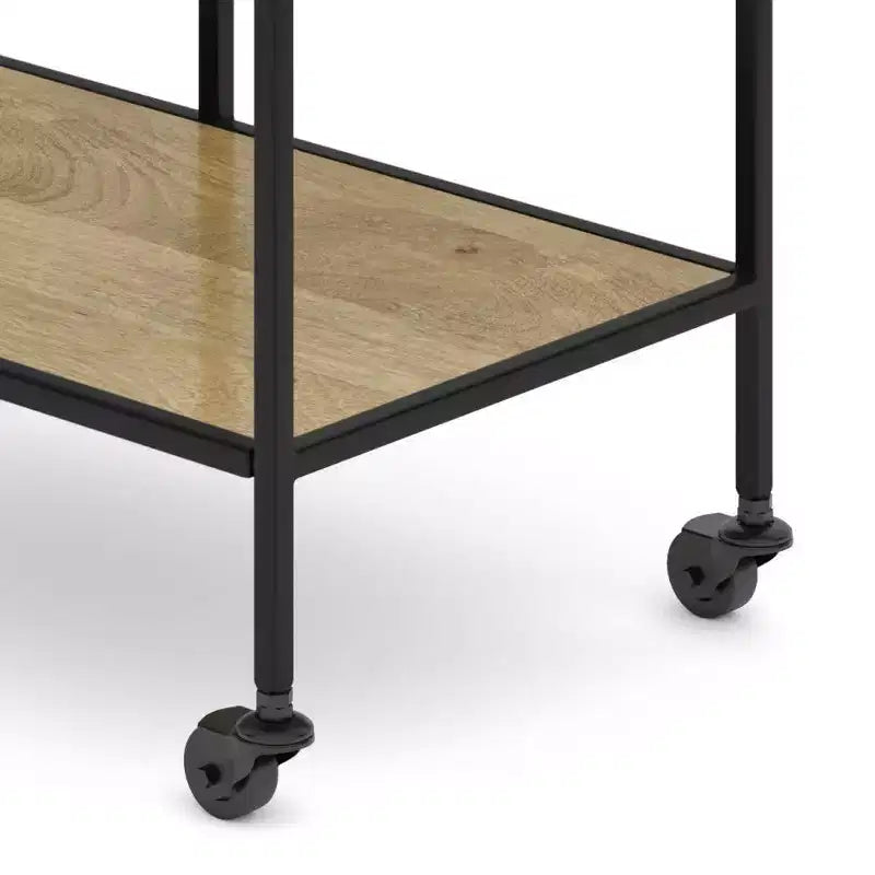 Carrello Bar Naturale - Carrello Portabevande con Supporti per Bicchieri, Legno di Mango e Ferro