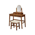Lorna Traditional Wood Vanity with Stool, 6 Drawers, Adjustable Mirror - Linon: Dressing Table, Makeup Storage
