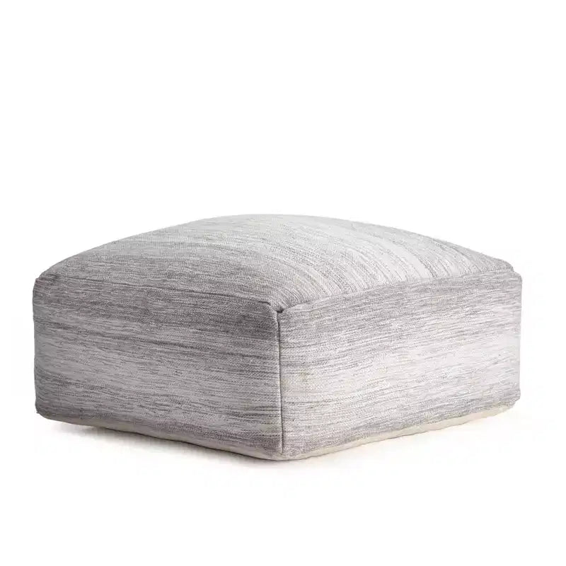 Ottoman Grigio/Avorio - Mobile Imbottito Quadrato Contemporaneo Fatto a Mano, Design Ombre, 35"x35"x16"