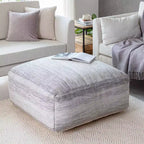 Ottoman Grigio/Avorio - Mobile Imbottito Quadrato Contemporaneo Fatto a Mano, Design Ombre, 35"x35"x16"