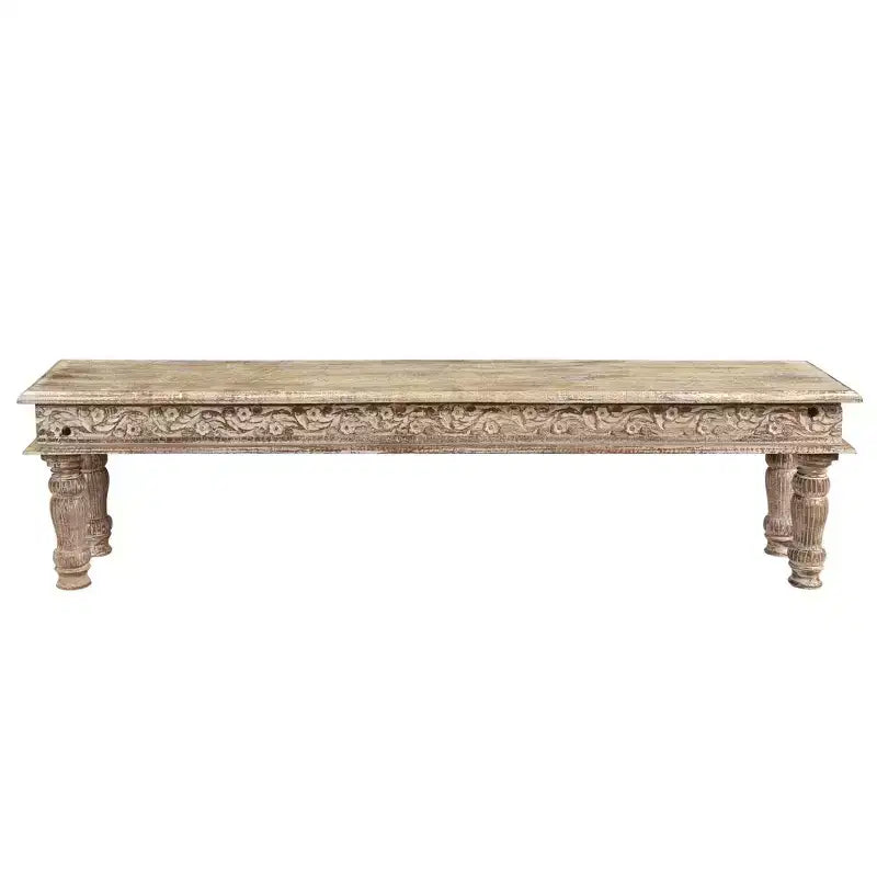 Panca intagliata in legno di mare marrone - Design rustico con venature del legno per camera da letto, ingresso
