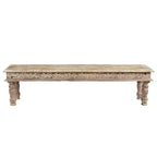 Panca intagliata in legno di mare marrone - Design rustico con venature del legno per camera da letto, ingresso