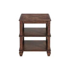 21" Bridgton Square Wood End Table with 2 Shelves Cherry - Alaterre Furniture: Mid-Century Style, Pine Material