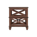 Tavolino da salotto quadrato 21" in legno con 2 ripiani color ciliegio - Stile Mid-Century, materiale pino