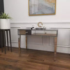 Consolle Scrivania Specchio Glam e Legno Argento