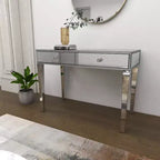 Consolle Scrivania Specchio Glam e Legno Argento