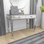 Consolle Scrivania Specchio Glam e Legno Argento