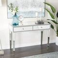 Consolle Scrivania Specchio Glam e Legno Argento