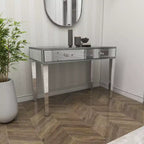 Consolle Scrivania Specchio Glam e Legno Argento