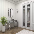 Consolle Scrivania Specchio Glam e Legno Argento