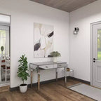Consolle Scrivania Specchio Glam e Legno Argento