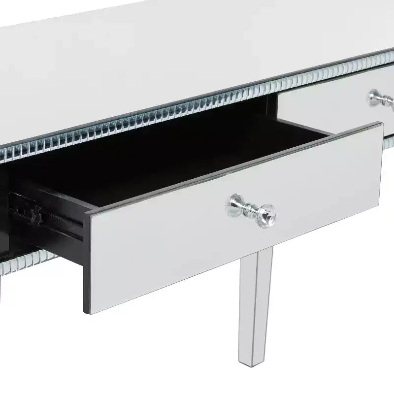 Consolle Scrivania Specchio Glam e Legno Argento