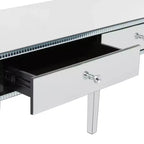 Consolle Scrivania Specchio Glam e Legno Argento