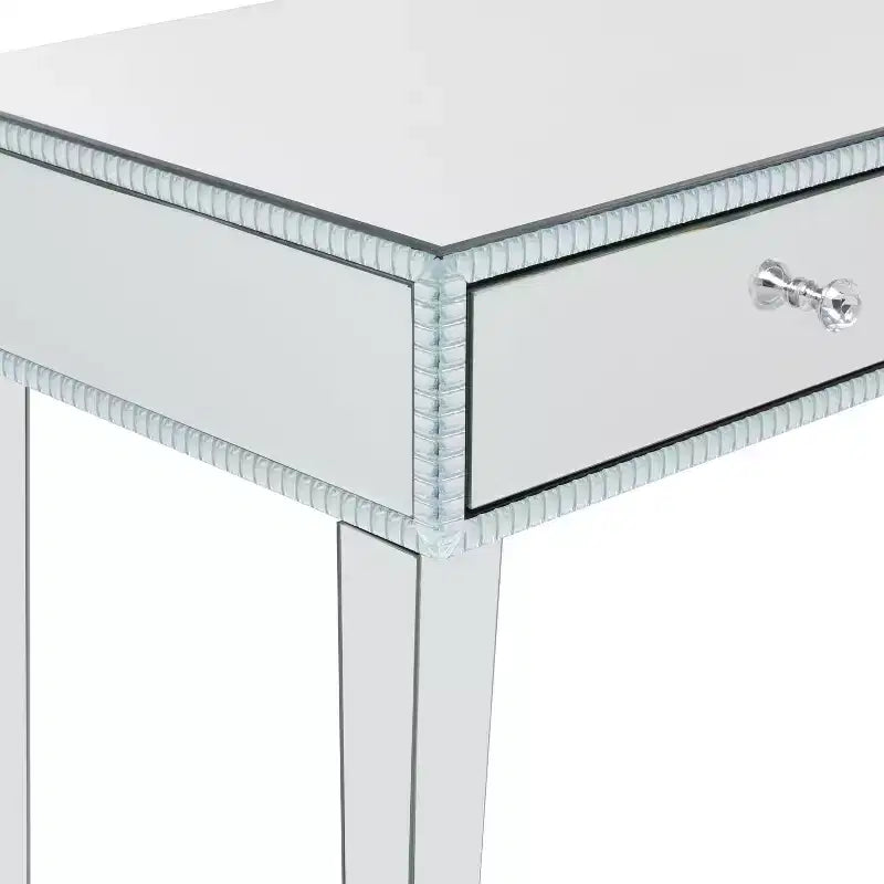Consolle Scrivania Specchio Glam e Legno Argento