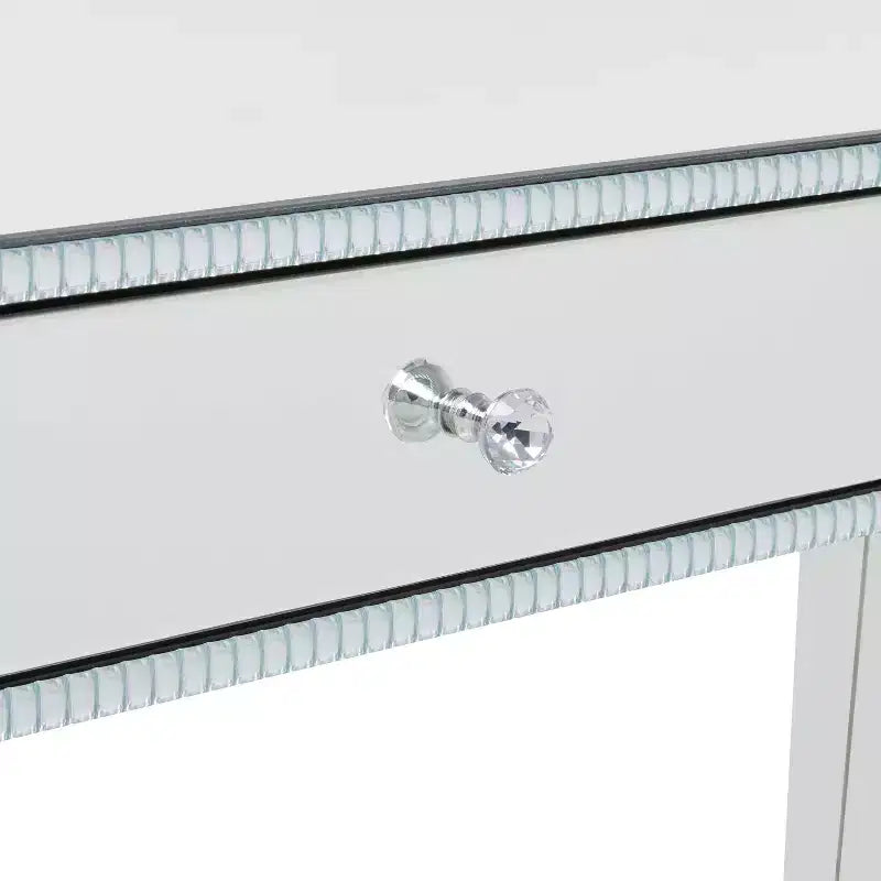 Consolle Scrivania Specchio Glam e Legno Argento