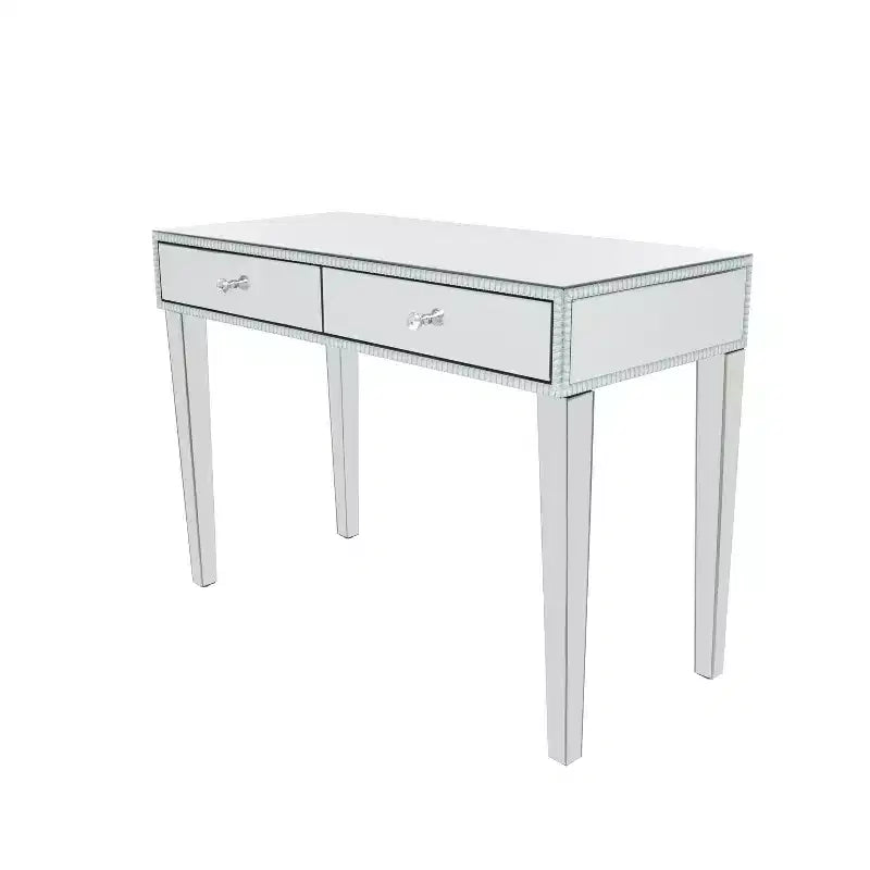 Consolle Scrivania Specchio Glam e Legno Argento