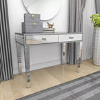 Consolle Scrivania Specchio Glam e Legno Argento