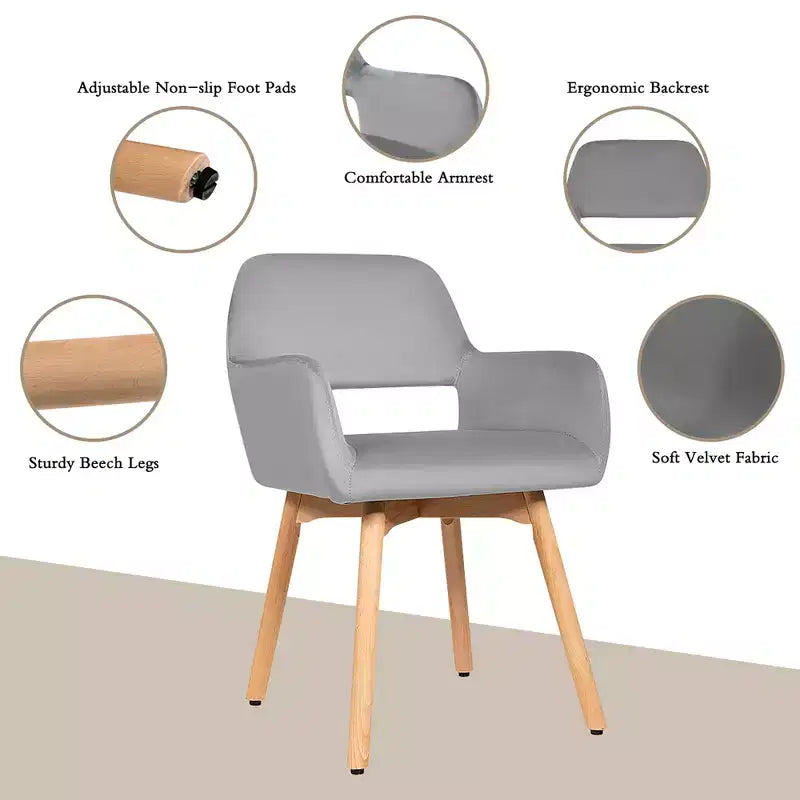 Poltrone Accent Moderne Tessuto Velluto Sedie da Tempo Libero Club Ospiti Gialle/Blu/Grigie