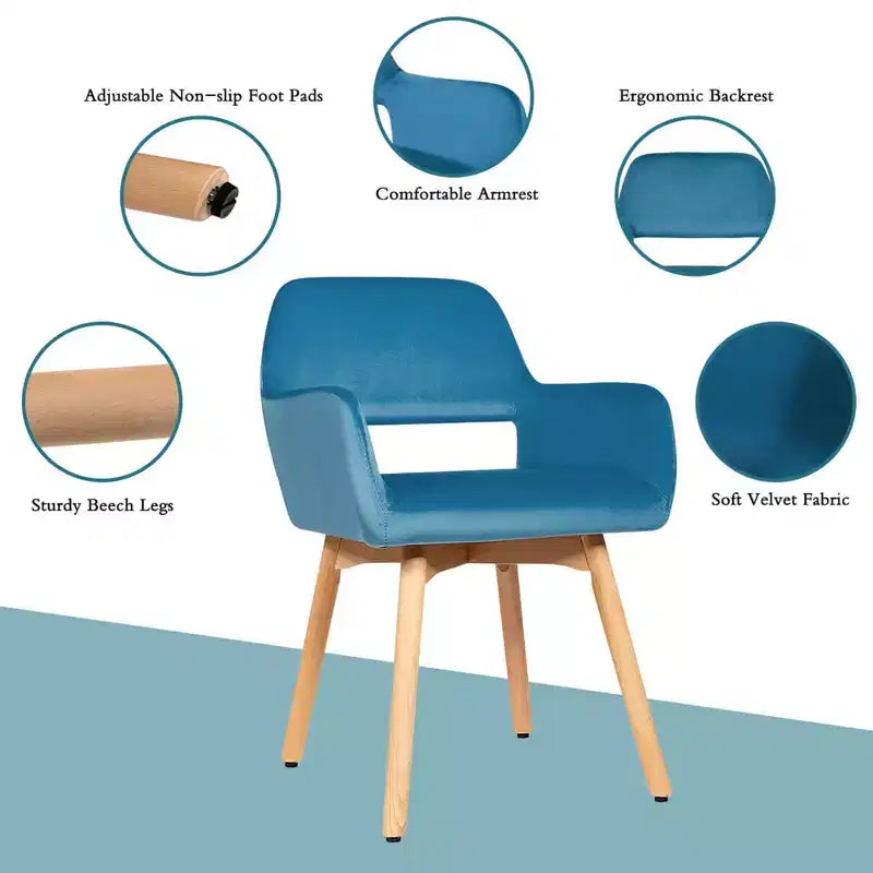 Poltrone Accent Moderne Tessuto Velluto Sedie da Tempo Libero Club Ospiti Gialle/Blu/Grigie