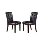 Simple Relax Set of 2 Leroux Upholstered Dining Chairs with Button Tufted in Dark Brown