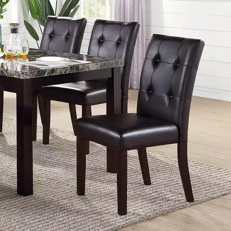 Simple Relax Set di 2 sedie da pranzo imbottite Leroux con bottoni trapuntati, marrone scuro