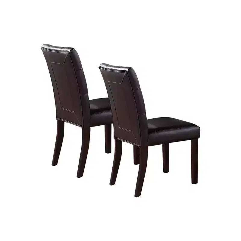 Simple Relax Set di 2 sedie da pranzo imbottite Leroux con bottoni trapuntati, marrone scuro